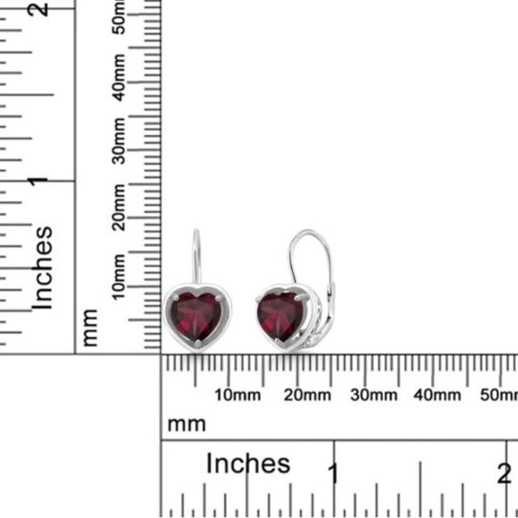 925 Sterling Silver with 3.00 Cttw 7MM Rhodolite Garnet Heart Leverback Earrings